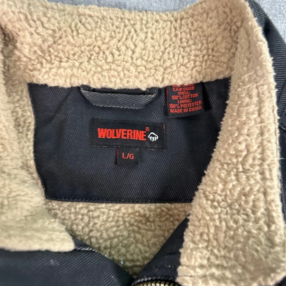 Wolverine Mens Black Cotton Canvas Sherpa Lined Full Zip Workwear Vest Large